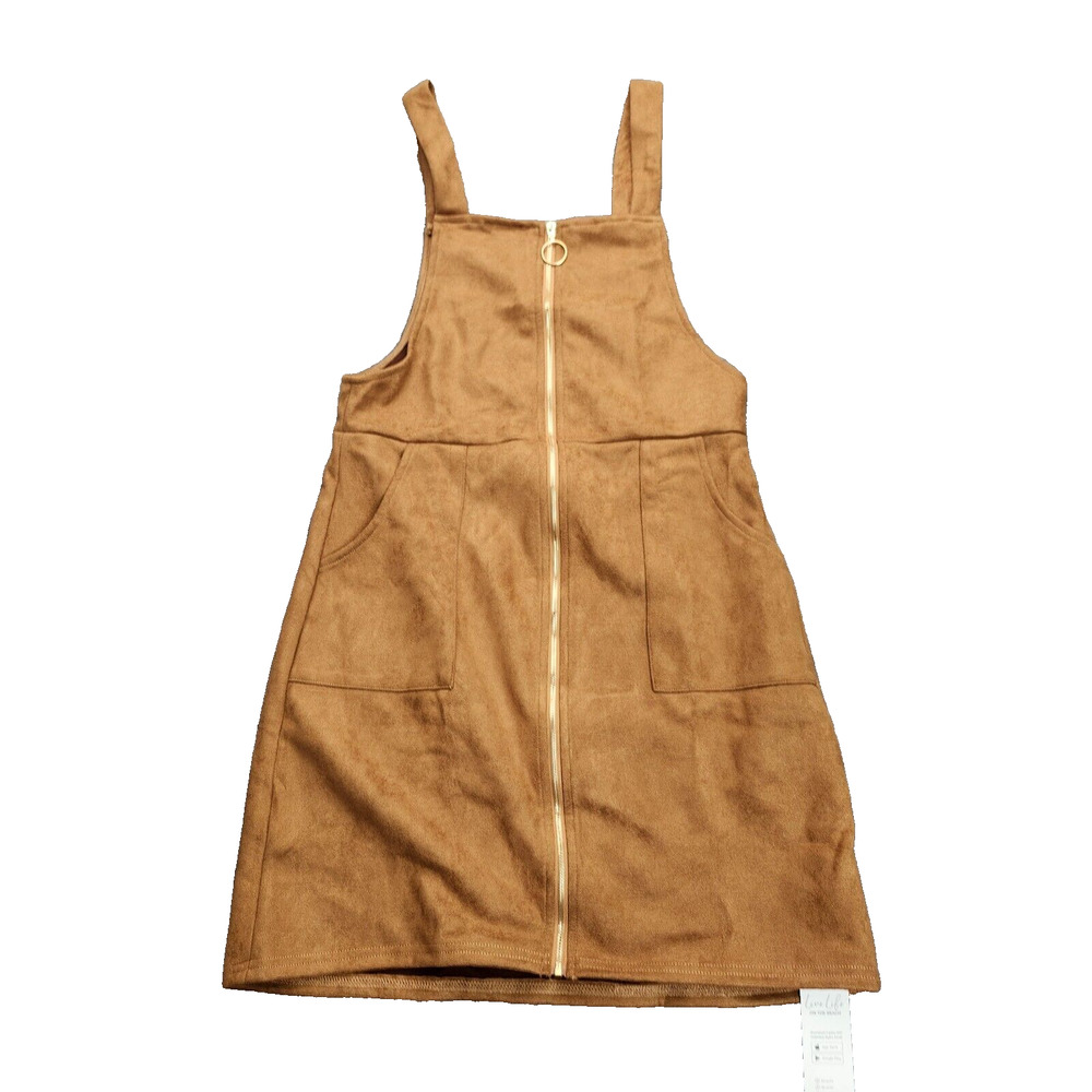 CUPSHE Faux Suede Square Neck Pull Ring Zipper Front Mini Dress Small - Picture 2 of 9